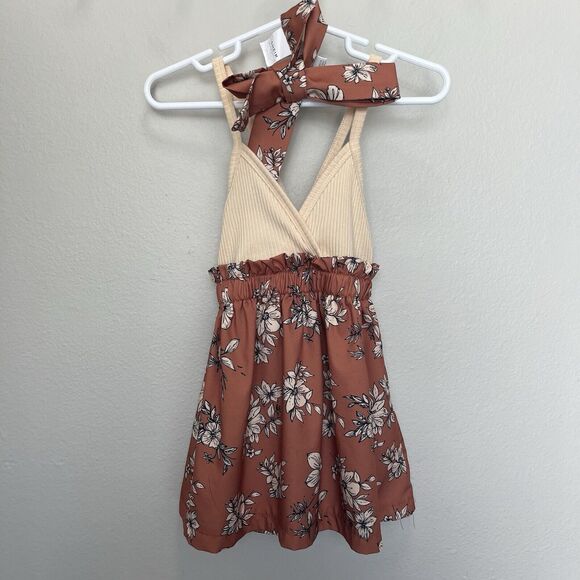 SHEIN | Baby Girls Ribbed Cross back Floral Dress & Headband Sash 12-18 Months - Picture 2 of 6